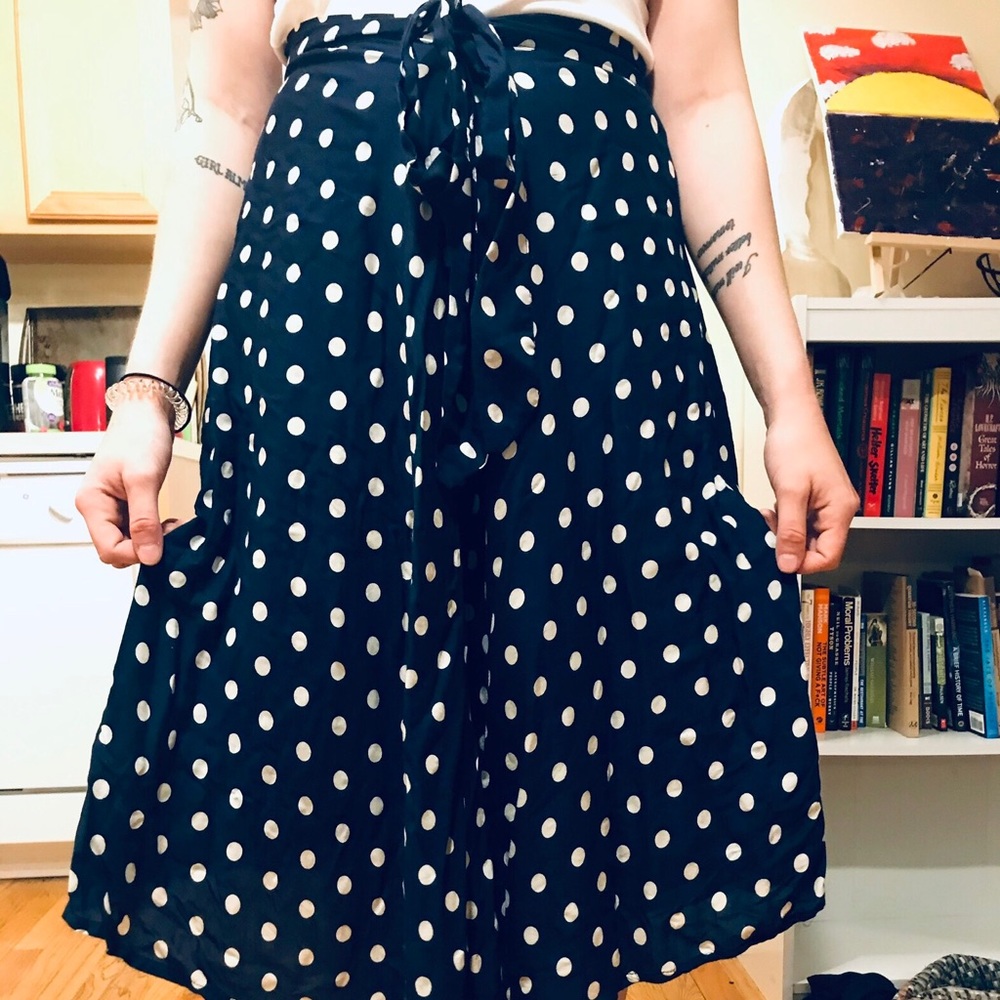Anthropologie Navy PolkaDot Skirt